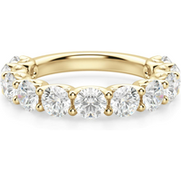 Obrączka Ślubna Half Eternity Scallop Set z Okrągłymi Kamieniami 4.00 mm Laboratoryjny Diament 585 Żółte Złoto (14K)