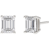 4-Prong Kolczyki Sztyfty z Naturalnym Szmaragdowym Diamentem 0.50 Karata 585 Białe Złoto (14K)