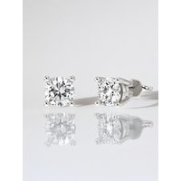 4-Prong Kolczyki Sztyfty z Naturalnym Okrągłym Diamentem 0.50 Karata 925 Srebro