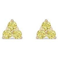 Klastrowe Napichovacie Kolczyki z Trzema Kamieniami - Canary - 585 Żółte Złoto (14K)