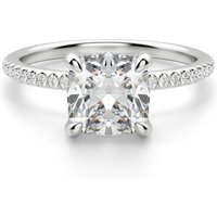 Hidden Halo Accented Poduszkowy 2.00 krt Pierścionek Zaręczynowy Diament Laboratoryjny 950 Platyna