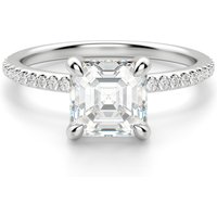Hidden Halo Accented Asscher 0.75 krt Pierścionek Zaręczynowy Diament Laboratoryjny 585 Białe Złoto (14K)