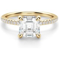 Hidden Halo Accented Asscher 0.50 krt Pierścionek Zaręczynowy Diament Laboratoryjny 585 Żółte Złoto (14K)