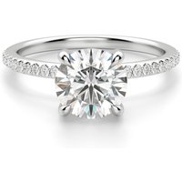 Hidden Halo Accented Okrągły 2.00 krt Pierścionek Zaręczynowy Diament Laboratoryjny 585 Białe Złoto (14K)