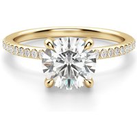 Hidden Halo Accented Okrągły 2.00 krt Pierścionek Zaręczynowy Diament Laboratoryjny 585 Żółte Złoto (14K)