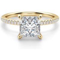 Hidden Halo Accented Księżniczka 1.50 krt Pierścionek Zaręczynowy Diament Laboratoryjny 585 Żółte Złoto (14K)