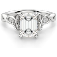 Celtic Knot Szmaragdowy 3.00 krt Pierścionek Zaręczynowy Diament Laboratoryjny 585 Białe Złoto (14K)