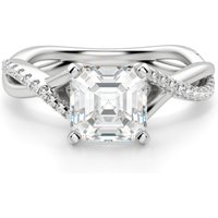 Twisted Accented Asscher 2.50 krt Pierścionek Zaręczynowy Diament Laboratoryjny 585 Białe Złoto (14K)