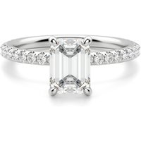 Arezzo Accented Szmaragdowy 0.75 krt Pierścionek Zaręczynowy Diament Laboratoryjny 585 Białe Złoto (14K)