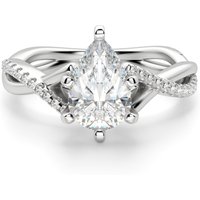 Twisted Accented Gruszkowy 0.75 krt Pierścionek Zaręczynowy Diament Laboratoryjny 585 Białe Złoto (14K)