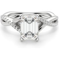 Twisted Accented Szmaragdowy 1.00 krt Pierścionek Zaręczynowy Diament Laboratoryjny 585 Białe Złoto (14K)