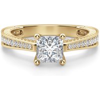 Sage Accented Księżniczka 0.75 krt Pierścionek Zaręczynowy Diament Laboratoryjny 585 Żółte Złoto (14K)