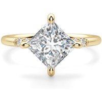 Kite Set Accented Księżniczka 1.50 krt Pierścionek Zaręczynowy Diament Laboratoryjny 585 Żółte Złoto (14K)