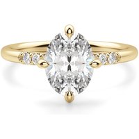 Kite Set Accented Owalny 3.00 krt Pierścionek Zaręczynowy Diament Laboratoryjny 585 Żółte Złoto (14K)