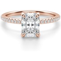 Hidden Halo Accented Radiant 2.00 krt Pierścionek Zaręczynowy Diament Laboratoryjny 585 Różowe Złoto (14K)