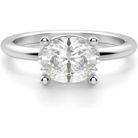 Klasyczny Pierścionek Zaręczynowy z Szlifem Owalnym 1.75 ct East-West Diament Laboratoryjny 585 Białe Złoto (14K)