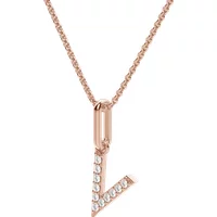 Wisiorek Litera "V" Laboratoryjny Diament 585 Białe Złoto (14K)