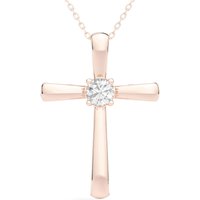 Wisiorek Single Krzyż Okrągły 0.25 kt Laboratoryjny Diament 585 Różowe Złoto (14K)