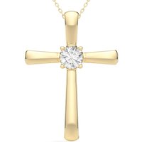 Wisiorek Single Krzyż Okrągły 0.75 kt Laboratoryjny Diament 585 Żółte Złoto (14K)
