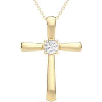 Wisiorek Single Krzyż Okrągły 0.25 kt Laboratoryjny Diament 585 Żółte Złoto (14K)