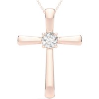 Wisiorek Single Krzyż Okrągły 0.75 kt Laboratoryjny Diament 585 Różowe Złoto (14K)