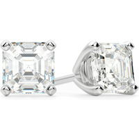Kolczyki Sztyfty Asscher 4.00 Karata Tension Back Basket Set Diament Laboratoryjny 585 Białe Złoto (14K)