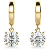 Kolczyki Wiszące Solitaire z Laboratoryjnym Okrągłym Diamentem 2.00 Karata 585 Żółte Złoto (14K)