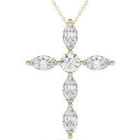 Wisiorek Krzyż Markýzový 3.00 krt Laboratoryjny Diament 585 Żółte Złoto (14K)