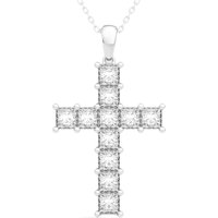 Wisiorek Krzyż 3.00 krt Laboratoryjny Diament 585 Białe Złoto (14K)