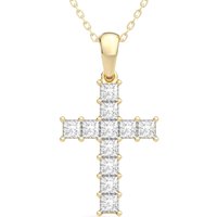 Wisiorek Krzyż 1.00 krt Laboratoryjny Diament 585 Żółte Złoto (14K)