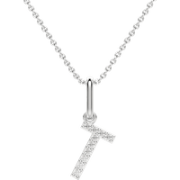 Wisiorek Litera "T" Laboratoryjny Diament 585 Białe Złoto (14K)