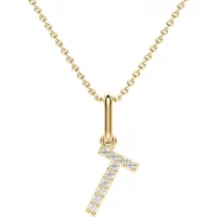 Wisiorek Litera "T" Laboratoryjny Diament 585 Żółte Złoto (14K)