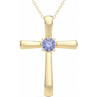 Wisiorek Krzyż z Tanzanitem 0.50 ct Srebro Żółto-Pozłacane
