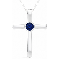 Wisiorek Krzyż z Szafirem 0.25 ct 925 Srebro