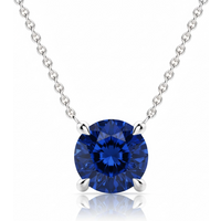 Naszyjnik z Szafirem Okrągłym 1.25 ct Claw Prong 417 Białe Złoto