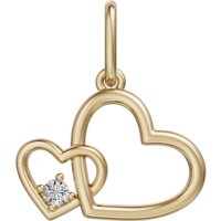 Zawieszka Podwójne Serce Naturalny Diament 417 Żółte Złoto (10K)