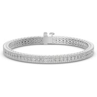 Bransoletka Tenisowa Akcentowana z Okrągłym Szlifem 7.00 Karatów Diament Naturalny 585 Białe Złoto (14K)