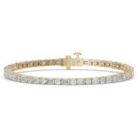 Bransoletka Tenisowa z Okrągłym i Szmaragdowym Szlifem 5.00 Karatów Diament Laboratoryjny 585 Żółte Złoto (14K)