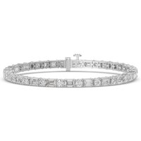 Bransoletka Tenisowa z Okrągłym i Szmaragdowym Szlifem 8.00 Karatów Diament Naturalny 585 Białe Złoto (14K)