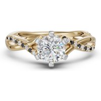 Twisted Accented Okrągły 1.00 ct Pierścionek Zaręczynowy - Midnight - Diament Laboratoryjny 585 Żółte Złoto