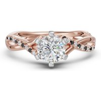Twisted Accented Okrągły 1.00 ct Pierścionek Zaręczynowy - Midnight - Diament Laboratoryjny 585 Różowe Złoto