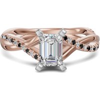 Twisted Accented Szmaragdowy 1.00 ct Pierścionek Zaręczynowy - Midnight - Diament Laboratoryjny 585 Różowe Złoto