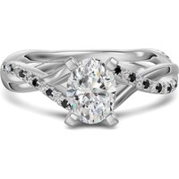 Twisted Accented Owalny 1.00 ct Pierścionek Zaręczynowy - Midnight - Diament Laboratoryjny 585 Białe Złoto