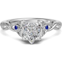 Celtic Knot Sercowy 0.50 Pierścionek Zaręczynowy - Szafir - Diament Laboratoryjny 585 Białe Złoto