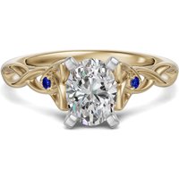 Celtic Knot Owalny 3.00 Pierścionek Zaręczynowy - Szafir - Diament Laboratoryjny 585 Żółte Złoto