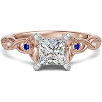 Celtic Knot Księżniczka 1.75 Pierścionek Zaręczynowy - Szafir - Diament Laboratoryjny 585 Różowe Złoto