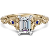 Celtic Knot Szmaragdowy 1.75 ct Pierścionek Zaręczynowy - Szafir - Diament Laboratoryjny 585 Żółte Złoto