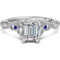 Celtic Knot Szmaragdowy 1.75 ct Pierścionek Zaręczynowy - Szafir - Diament Laboratoryjny 585 Białe Złoto