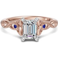 Celtic Knot Szmaragdowy 1.75 ct Pierścionek Zaręczynowy - Szafir - Diament Laboratoryjny 585 Różowe Złoto