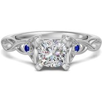 Celtic Knot Poduszkowy 1.00 ct Pierścionek Zaręczynowy - Szafir - Diament Naturalny 585 Białe Złoto
